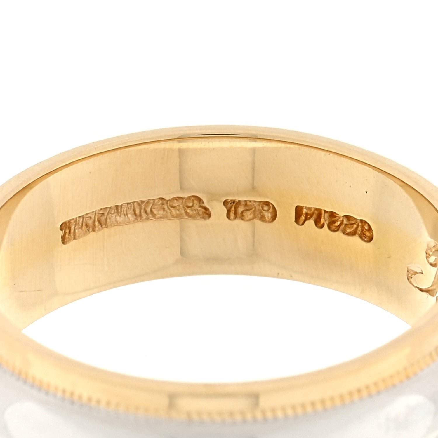 Tiffany Platinum 18K Yellow Gold 6mm Together Milgrain Wedding Band Ring 51 5.75 5 of 5