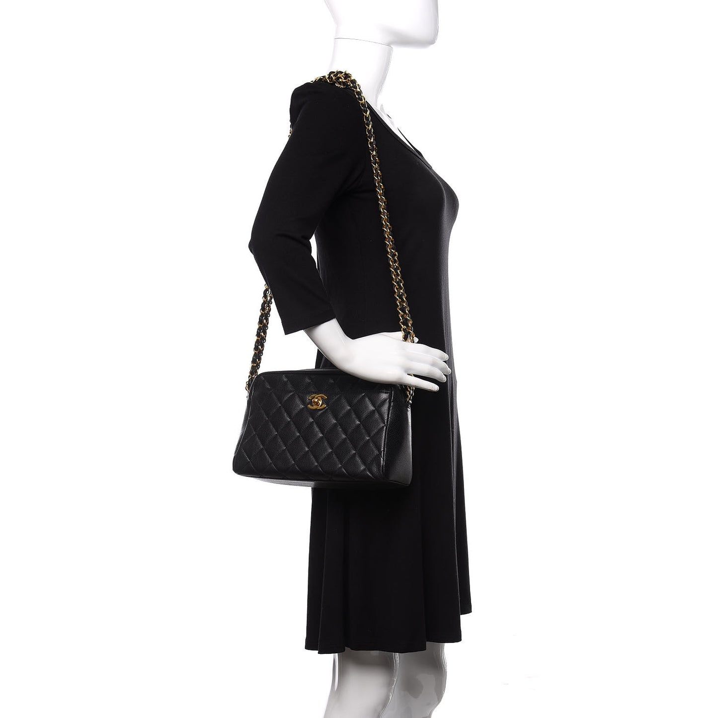 Caviar Quilted Camera Case Black