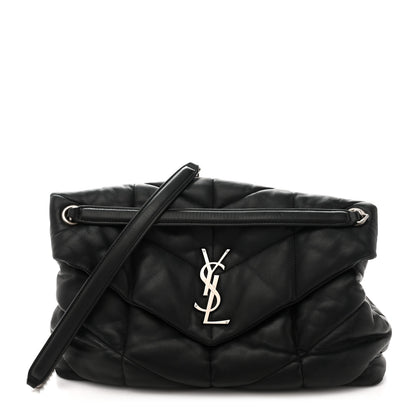 Saint Laurent Lambskin Quilted Medium Loulou Puffer Monogram Chain Satchel Black 1 of 11