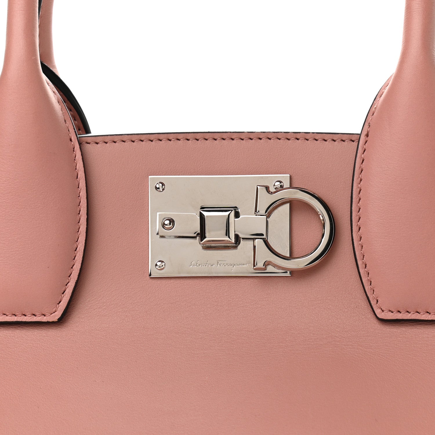 Salvatore Ferragamo Laser Cut Calfskin The Studio Bag Pink 7 of 9