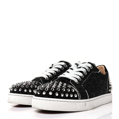 Christian Louboutin Crosta CometeSpikes Womens Vieira 2 Flat Crosta Comete Sneakers 37 Black Silver 3 of 9