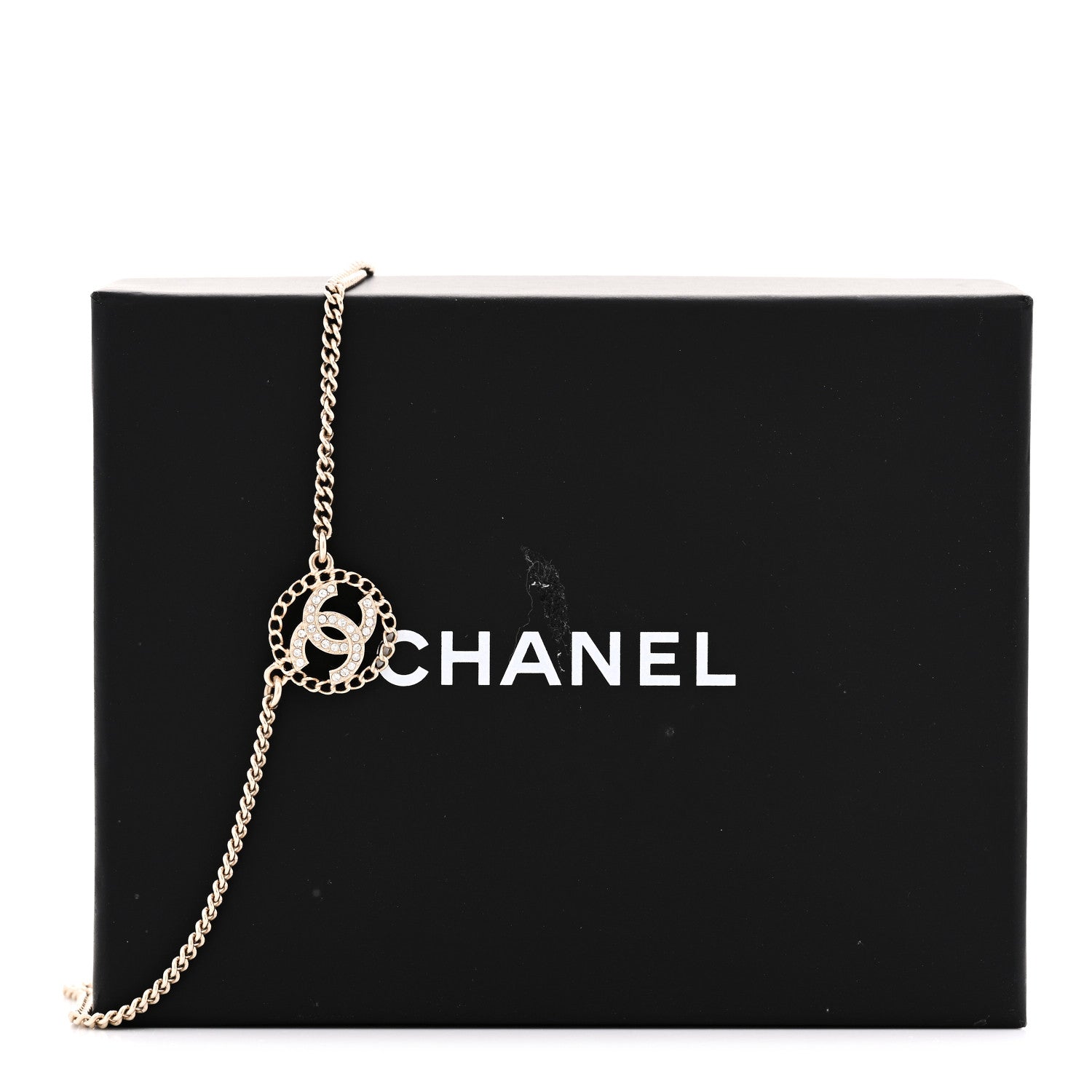 Chanel Crystal CC Round Pendant Necklace Gold 6 of 7