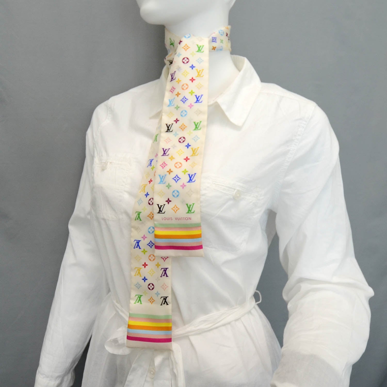 Louis Vuitton Silk Monogram Multicolor Bandeau White 2 of 4