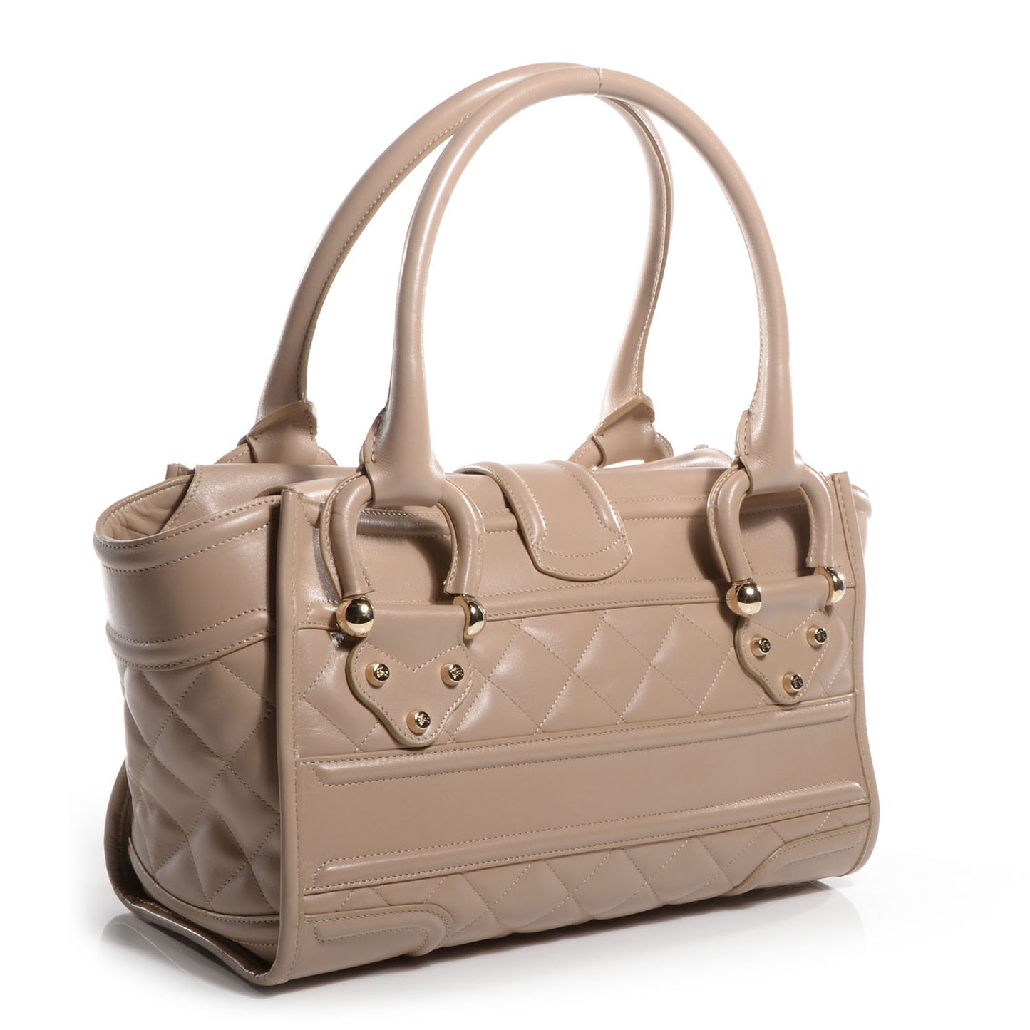Quilted Calfskin Large Manor Tote Beige