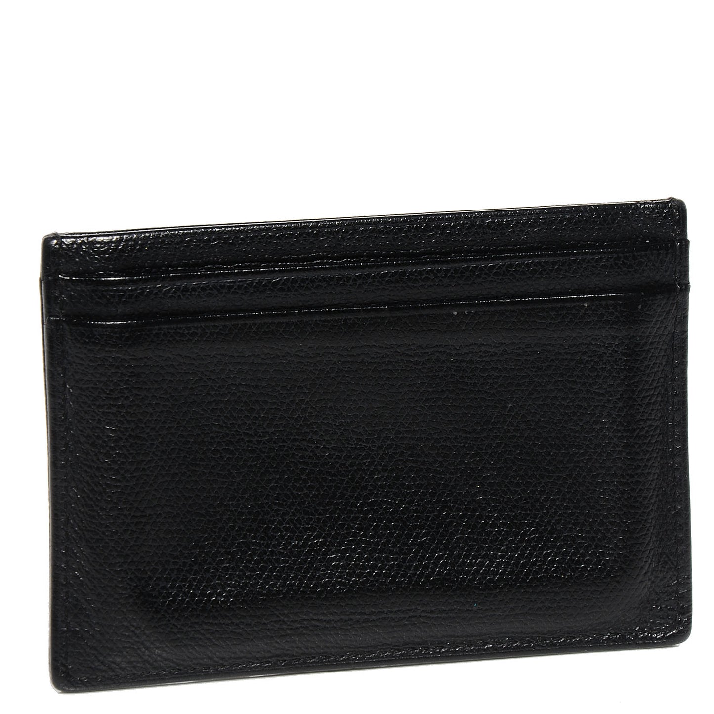 Calfskin CC Button Card Holder Case Black