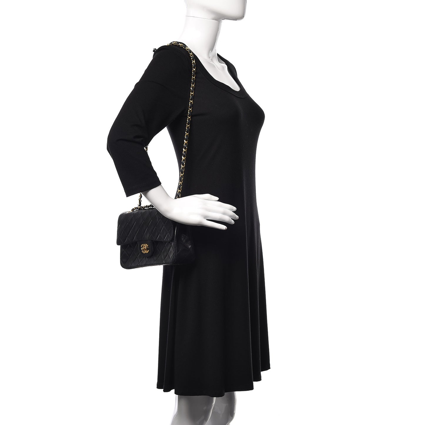Lambskin Quilted Small Double Flap Black