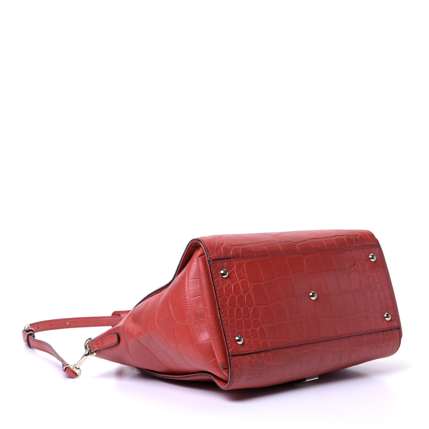 Calfskin Crocodile Embossed Tote Ruby Red