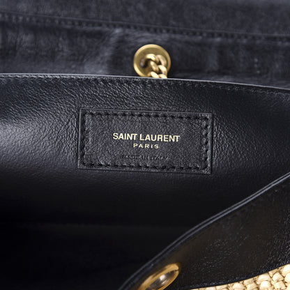 Saint Laurent Raffia Calfskin Small Nolita Shoulder Bag Natural Black 8 of 12