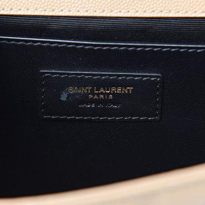 Saint Laurent Grain De Poudre Textured Mixed Matelasse Medium Triquilt Monogram Satchel Dark Beige 7 of 10