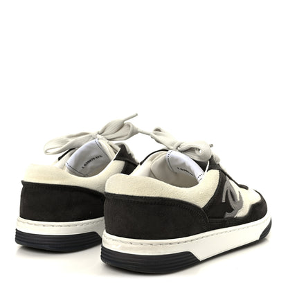 Chanel Suede Kidskin Womens CC Sneakers 37.5 Black White 5 of 11