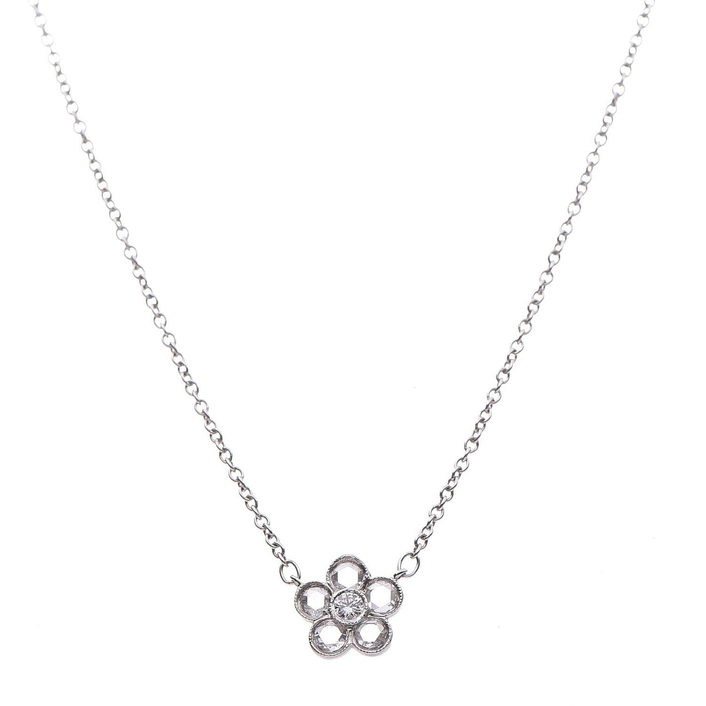 Platinum Diamond Flower Necklace