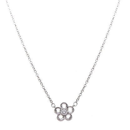 Tiffany Platinum Diamond Flower Necklace 1 of 7