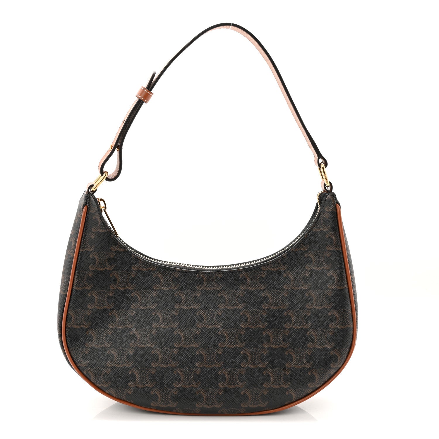 Celine Triomphe Canvas Calfskin Ava Shoulder Bag Tan 1 of 9