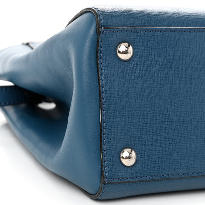 Fendi Vitello Elite Petite 2Jours Tote Blue Cobalto 8 of 14