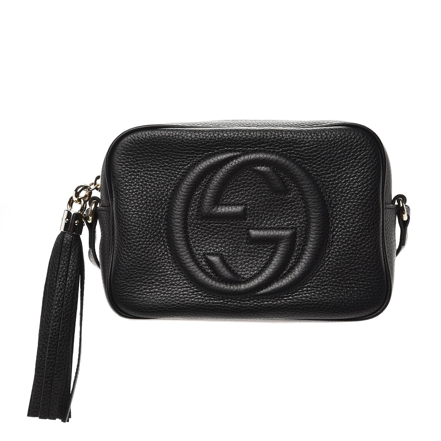 Pebbled Calfskin Small Soho Disco Bag Black