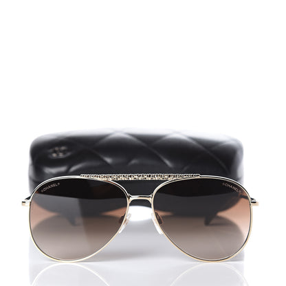 Chanel Aviator Metallic Pilot Sunglasses 4231 Gold 9 of 9