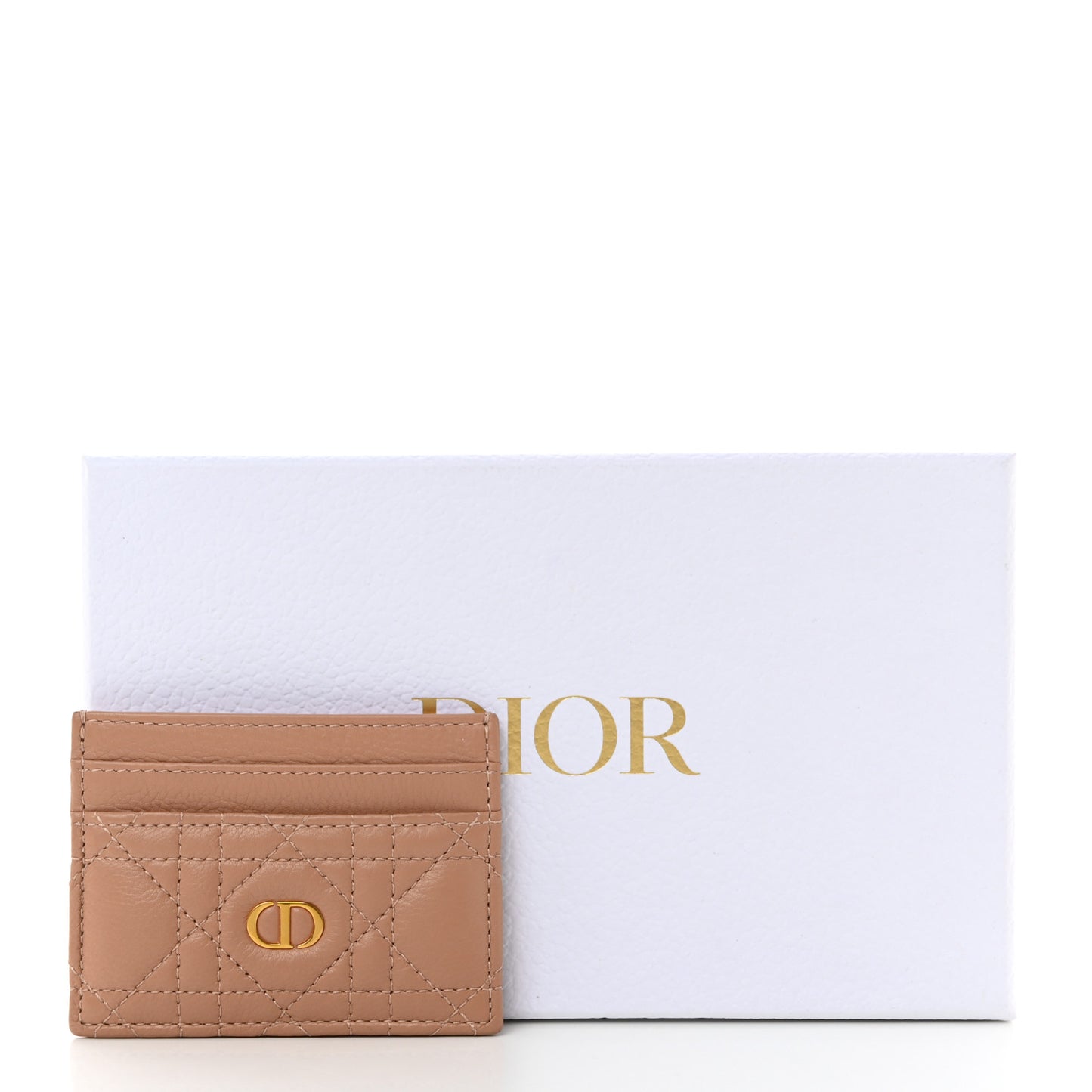 Supple Calfskin Cannage Caro Freesia Card Holder Rose De Vents