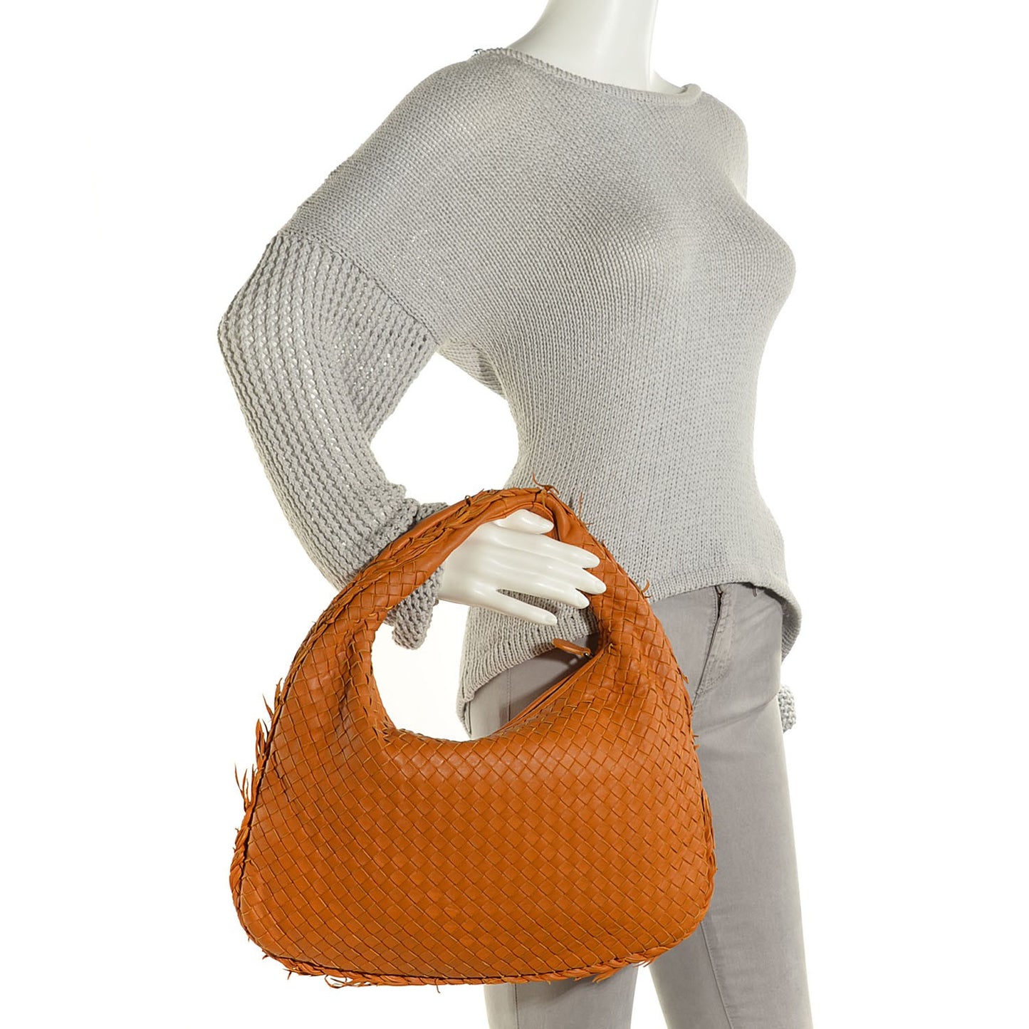 Nappa Intrecciato Fuzzy Medium Veneta Hobo Topaz