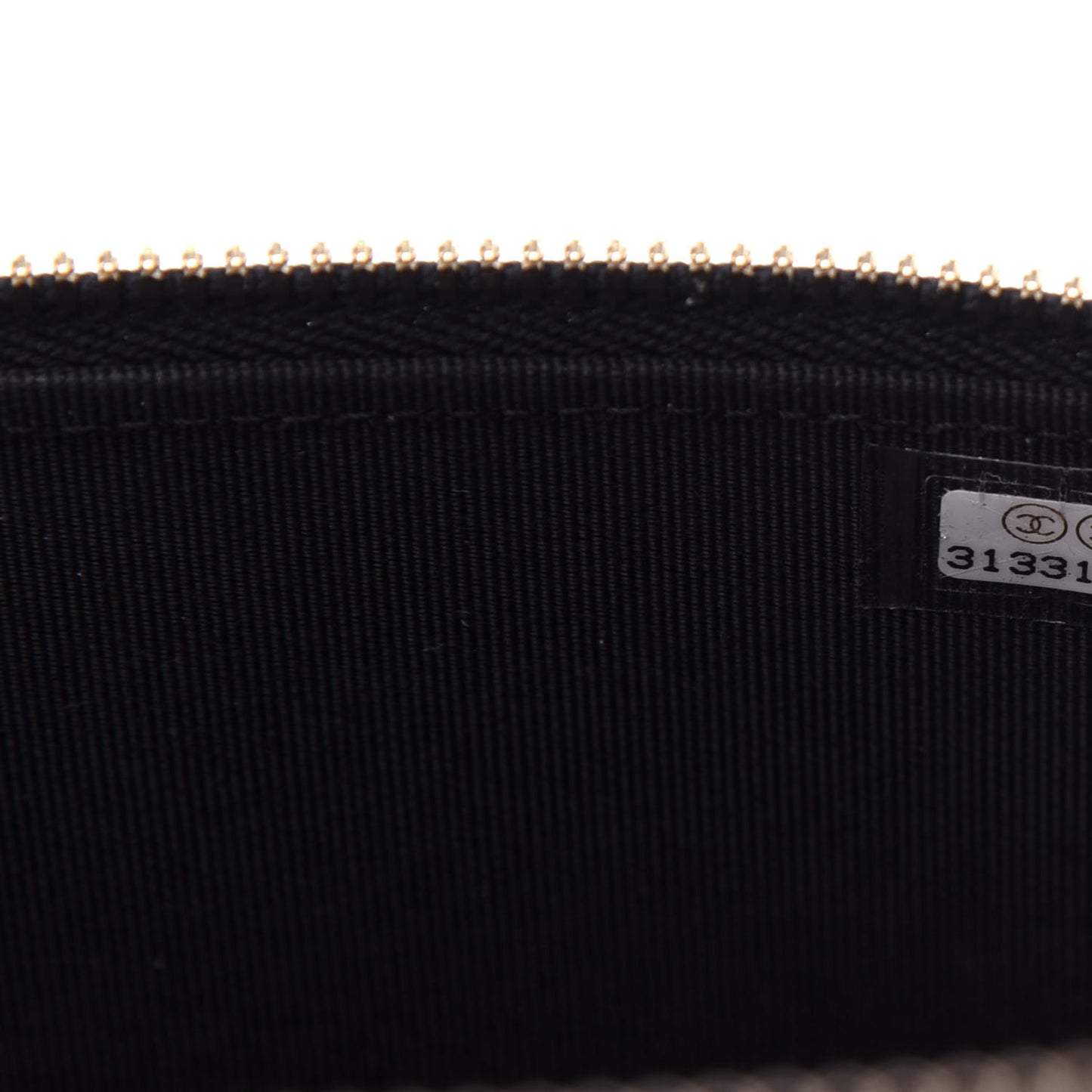 Goatskin Camellia Embossed Quilted Small Vanity Case With Chain Black