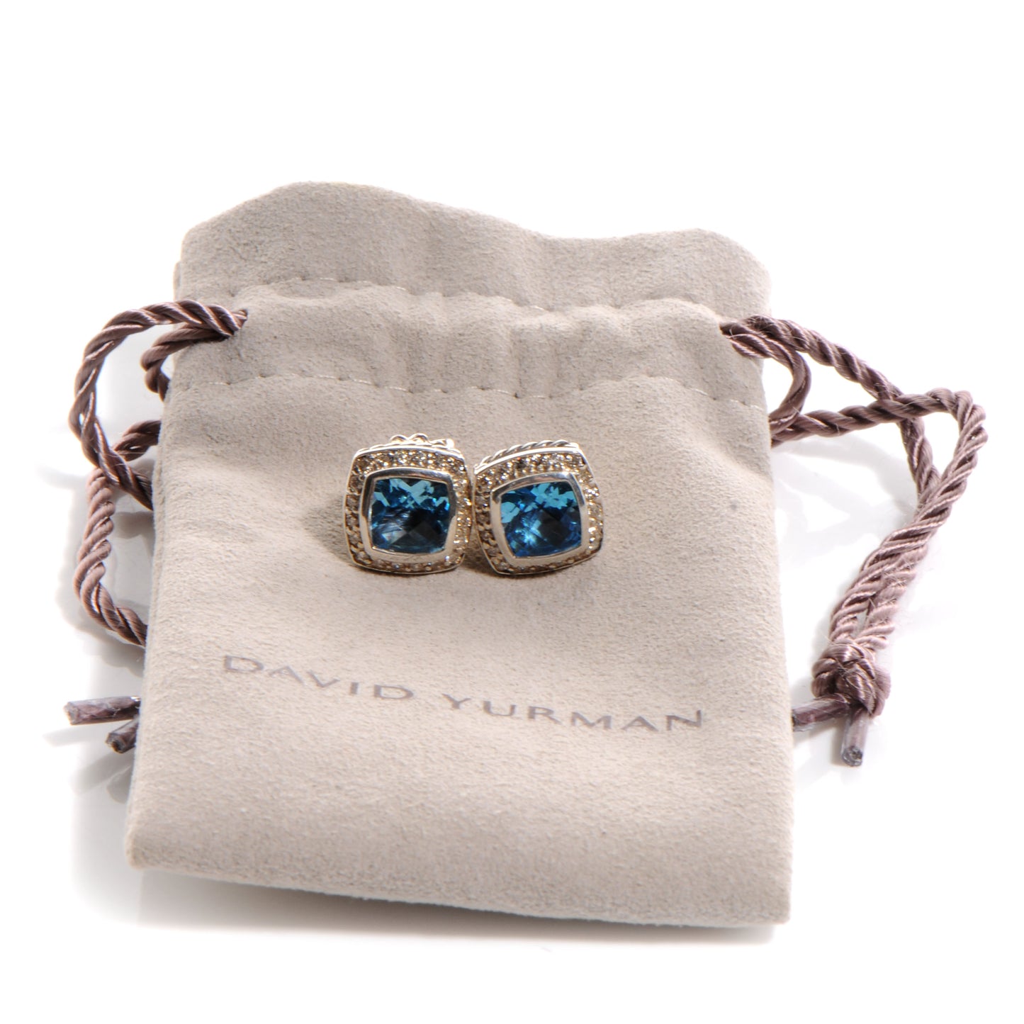 Sterling Silver Diamond Blue Topaz 7mm Petite Albion Earrings