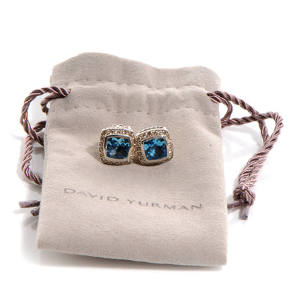 David Yurman Sterling Silver Diamond Blue Topaz 7mm Petite Albion Earrings 6 of 6