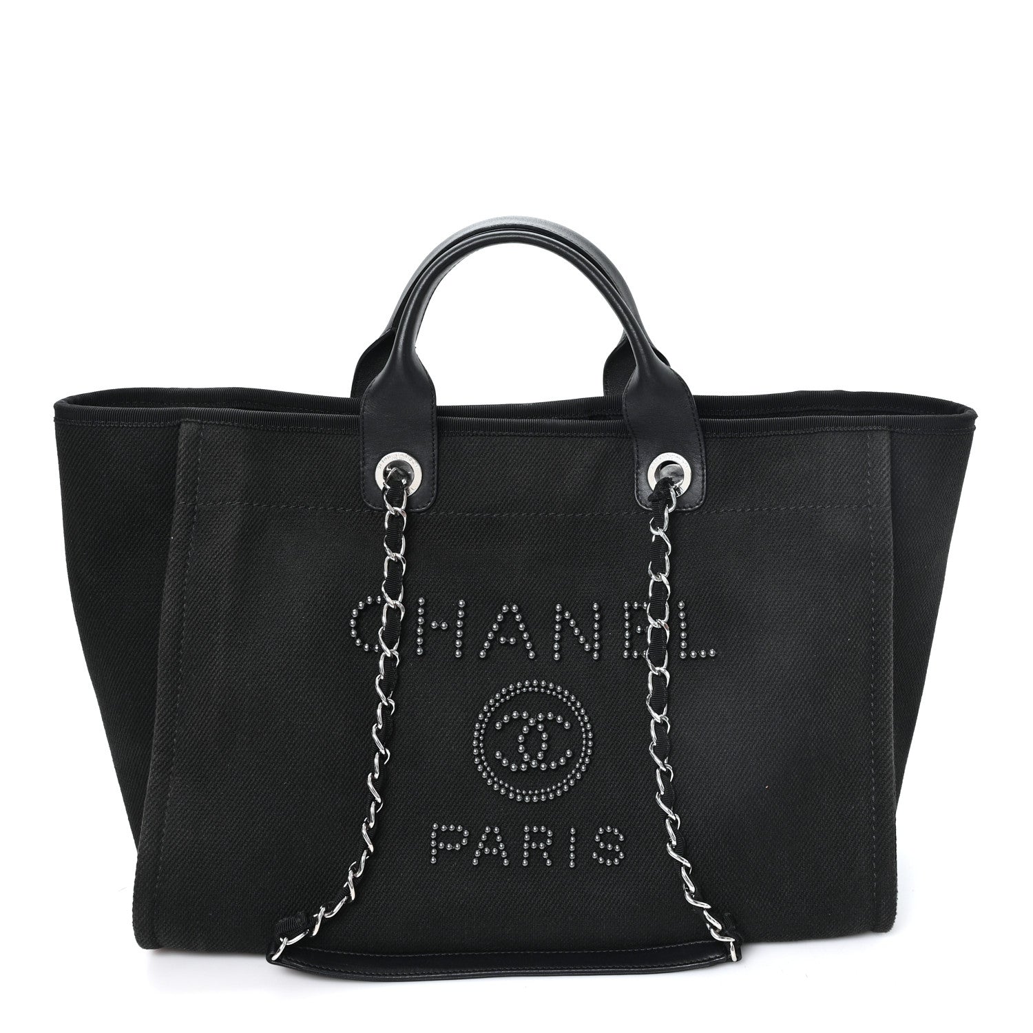 Chanel Canvas Pearl Medium Deauville Tote Black 1 of 10