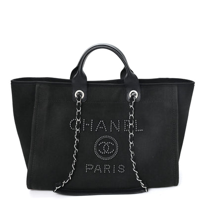 Chanel Canvas Pearl Medium Deauville Tote Black 1 of 10