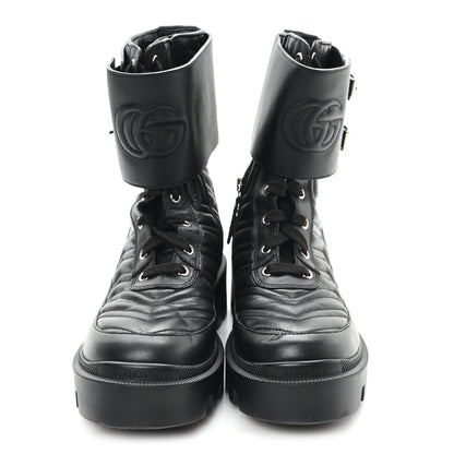 Gucci Nappa Frances GG Matelasse Platform Combat Boots 37 Black 3 of 9