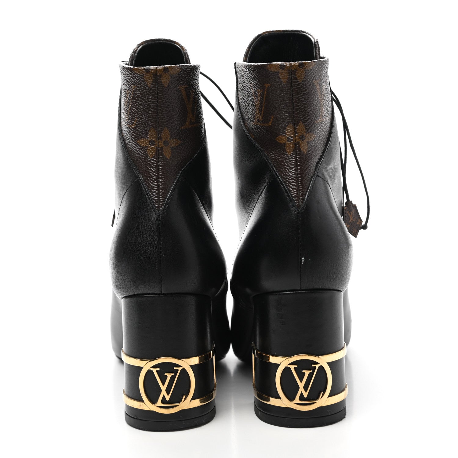 Louis Vuitton Calfskin Monogram Bliss Lace Up Ankle Boots 38 Black 6 of 12