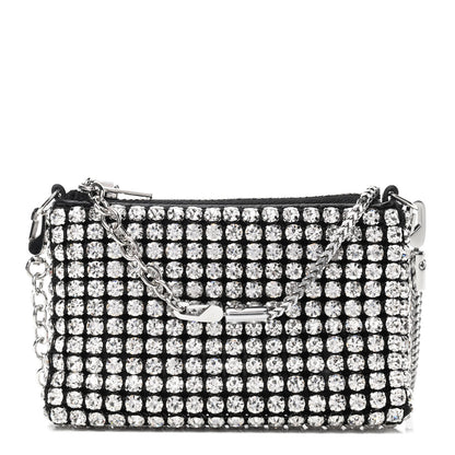 Alexander Wang Mesh Crystal Rhinestone Nano Heiress Shoulder Bag Black Silver 1 of 4