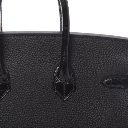 Hermes Togo Shiny Niloticus Crocodile Birkin Touch 25 Black 32 of 38