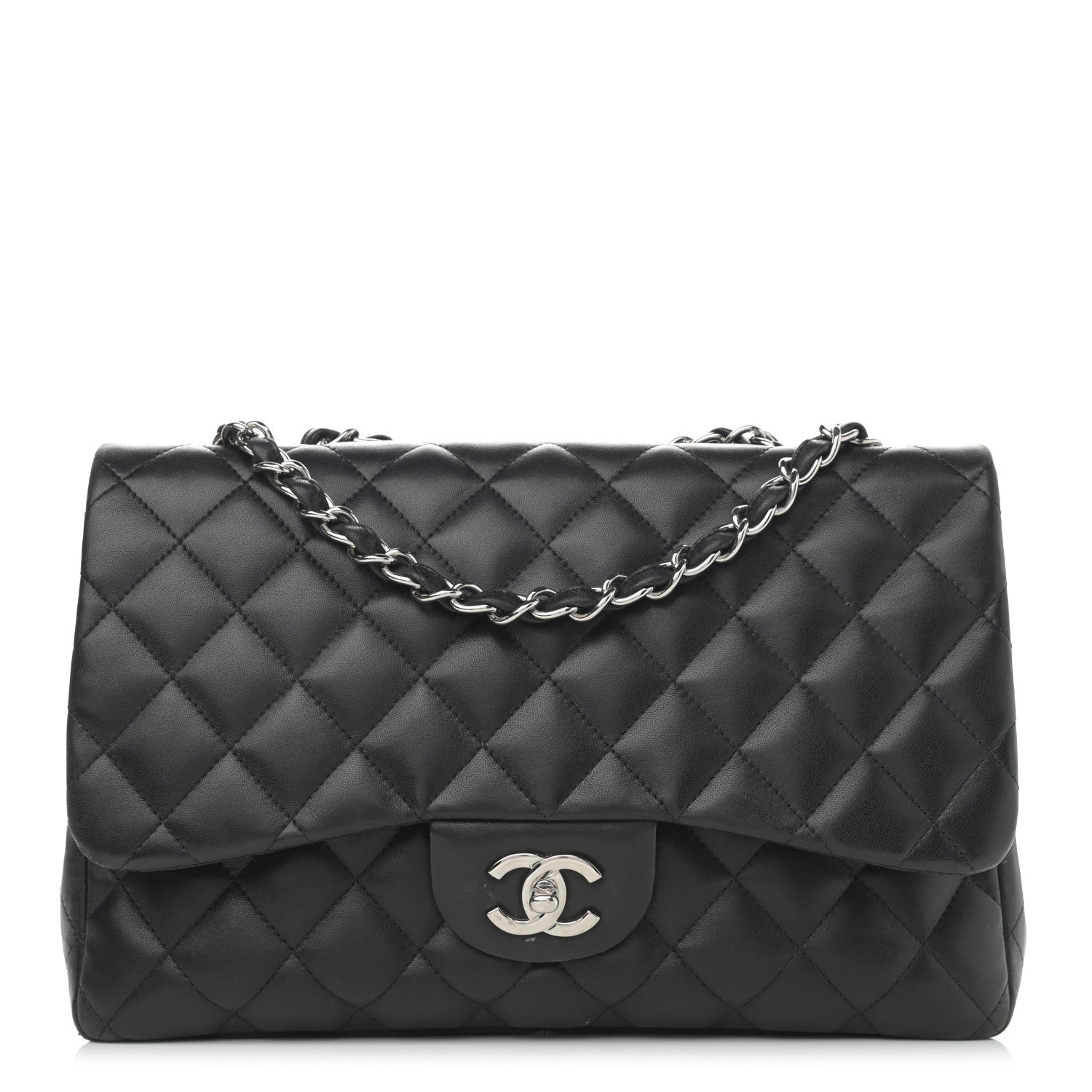 Chanel Lambskin Quilted Jumbo Single Flap Black 1 of 10