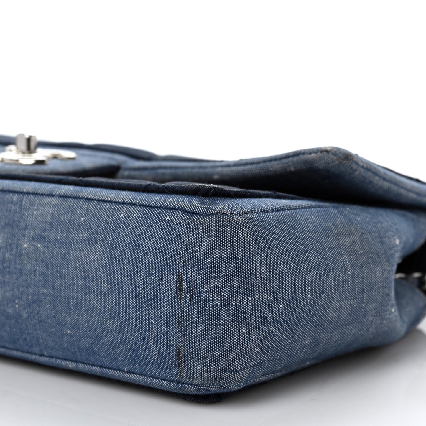 Denim Quilted Medium Graphic Flap Light Blue
