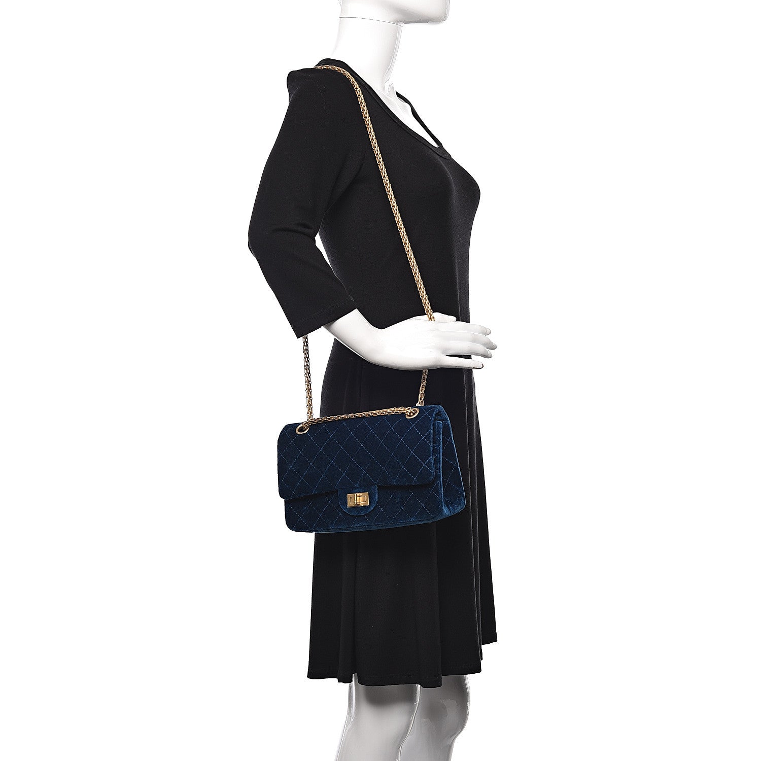 Chanel Velvet Quilted 2.55 Reissue 225 Flap Blue 2 of 10