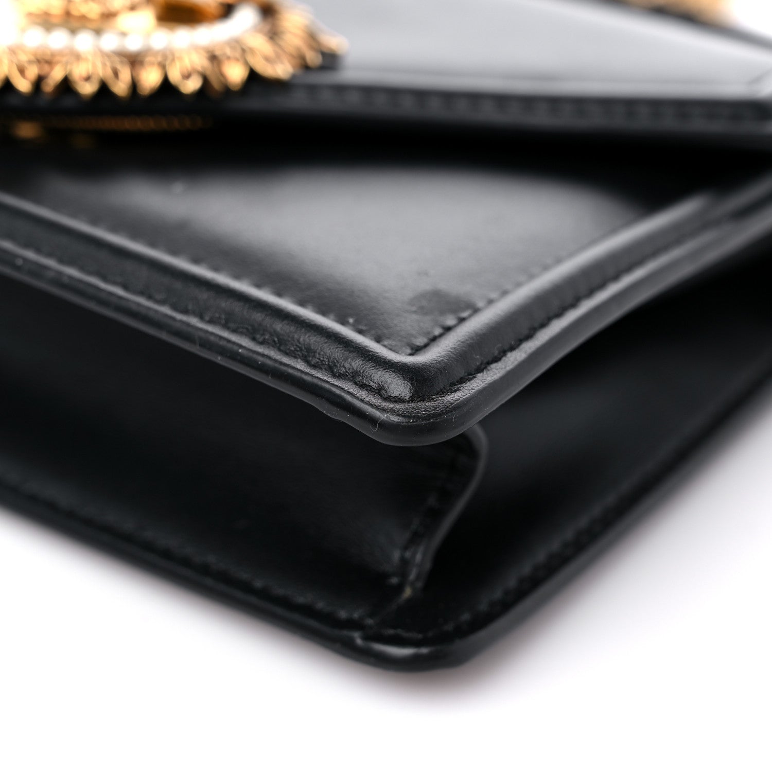 Dolce & Gabbana Smooth Calfskin Small Devotion Envelope Top Handle Bag Black 8 of 11