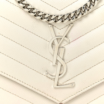 Saint Laurent Grain De Poudre Matelasse Chevron Monogram Chain Wallet Icy White 8 of 19