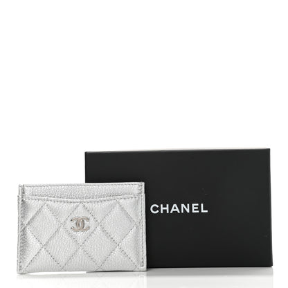 Chanel Metallic Goatskin Quilted CC Card Holder Silver 9 of 9