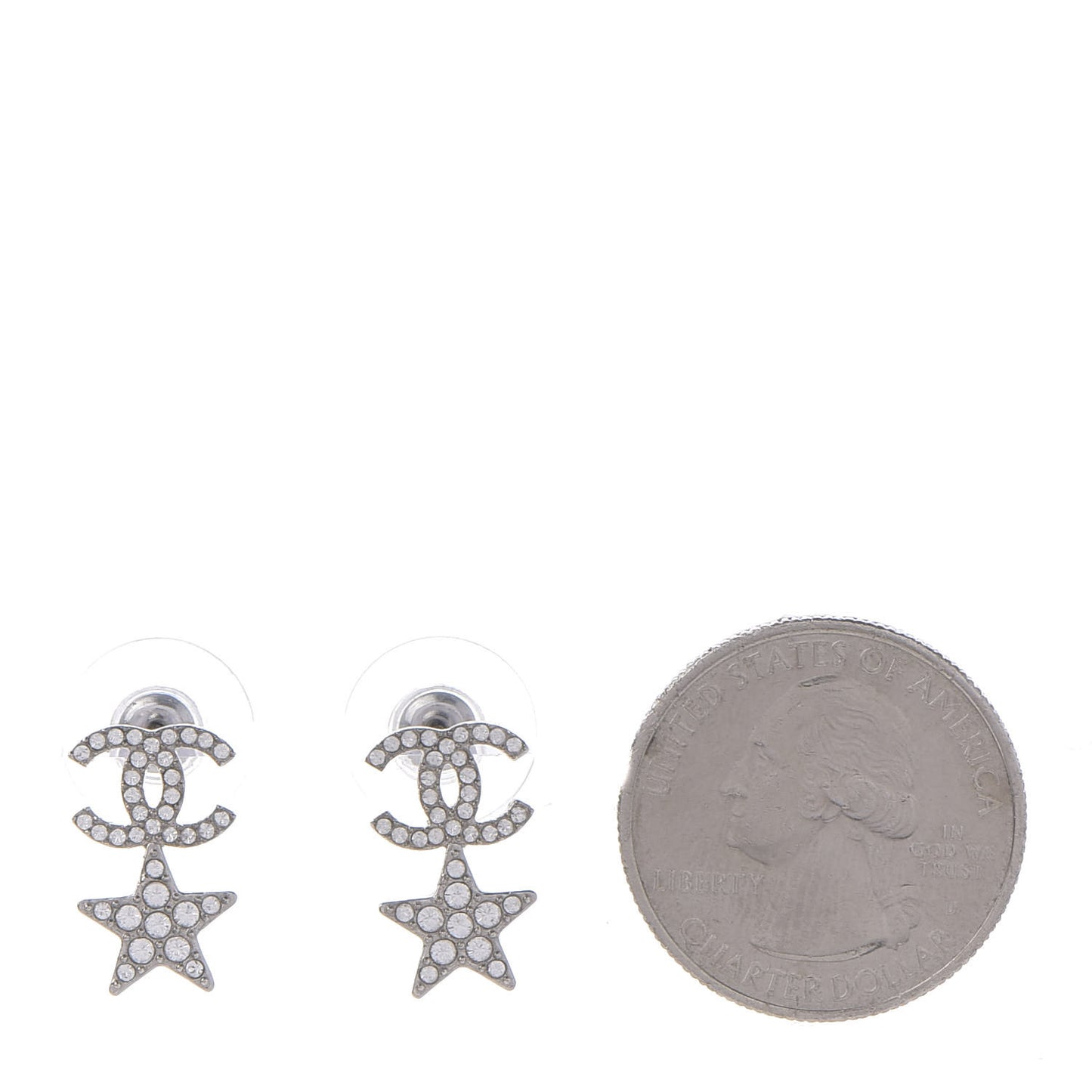 Crystal CC Star Earrings Silver