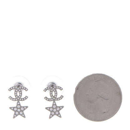 Chanel Crystal CC Star Earrings Silver 2 of 5