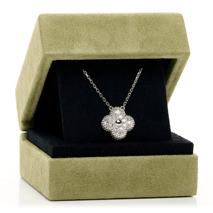 Van Cleef & Arpels 18K White Gold Diamond Vintage Alhambra Pendant Necklace 5 of 5