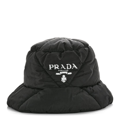Prada Nylon Triangle Quilted Padded Bucket Hat M Black 3 of 10