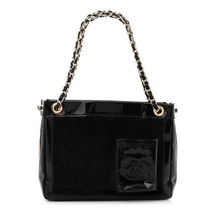 Chanel Patent Pony Hair Small Pocket Tote Black 1 of 16