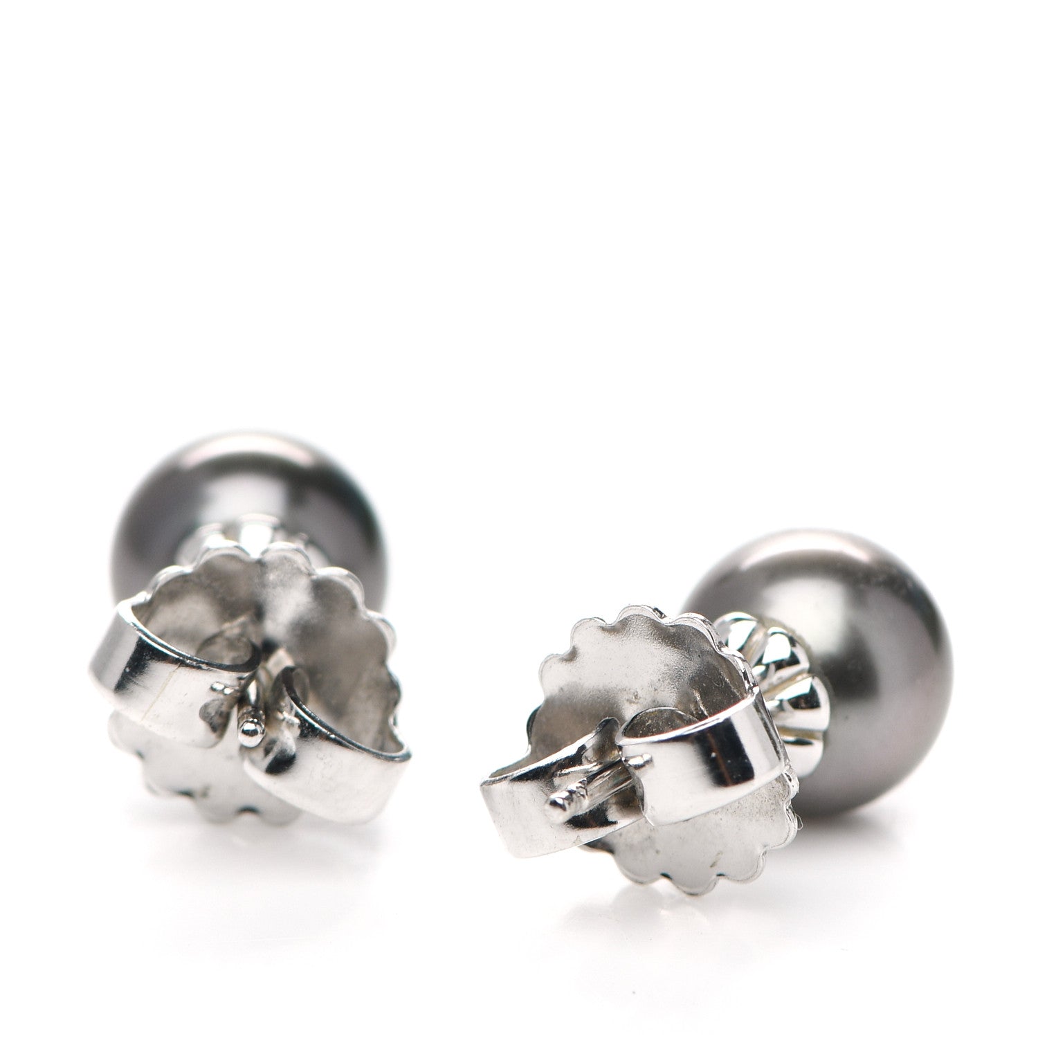 Mikimoto 18K White Gold Black South Sea Pearl 9mm Stud Earrings 4 of 5