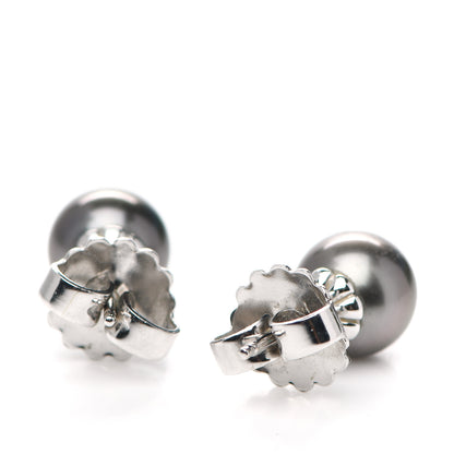 Mikimoto 18K White Gold Black South Sea Pearl 9mm Stud Earrings 4 of 5