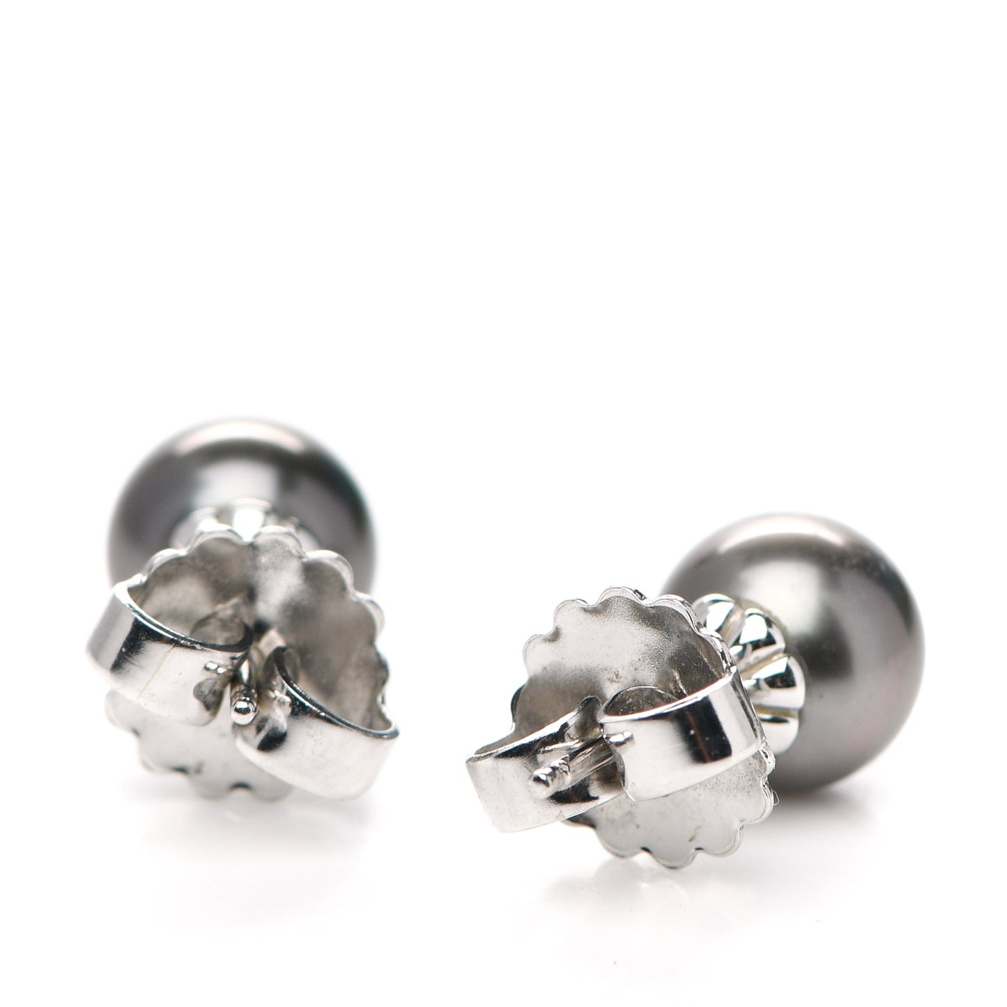 18K White Gold Black South Sea Pearl 9mm Stud Earrings