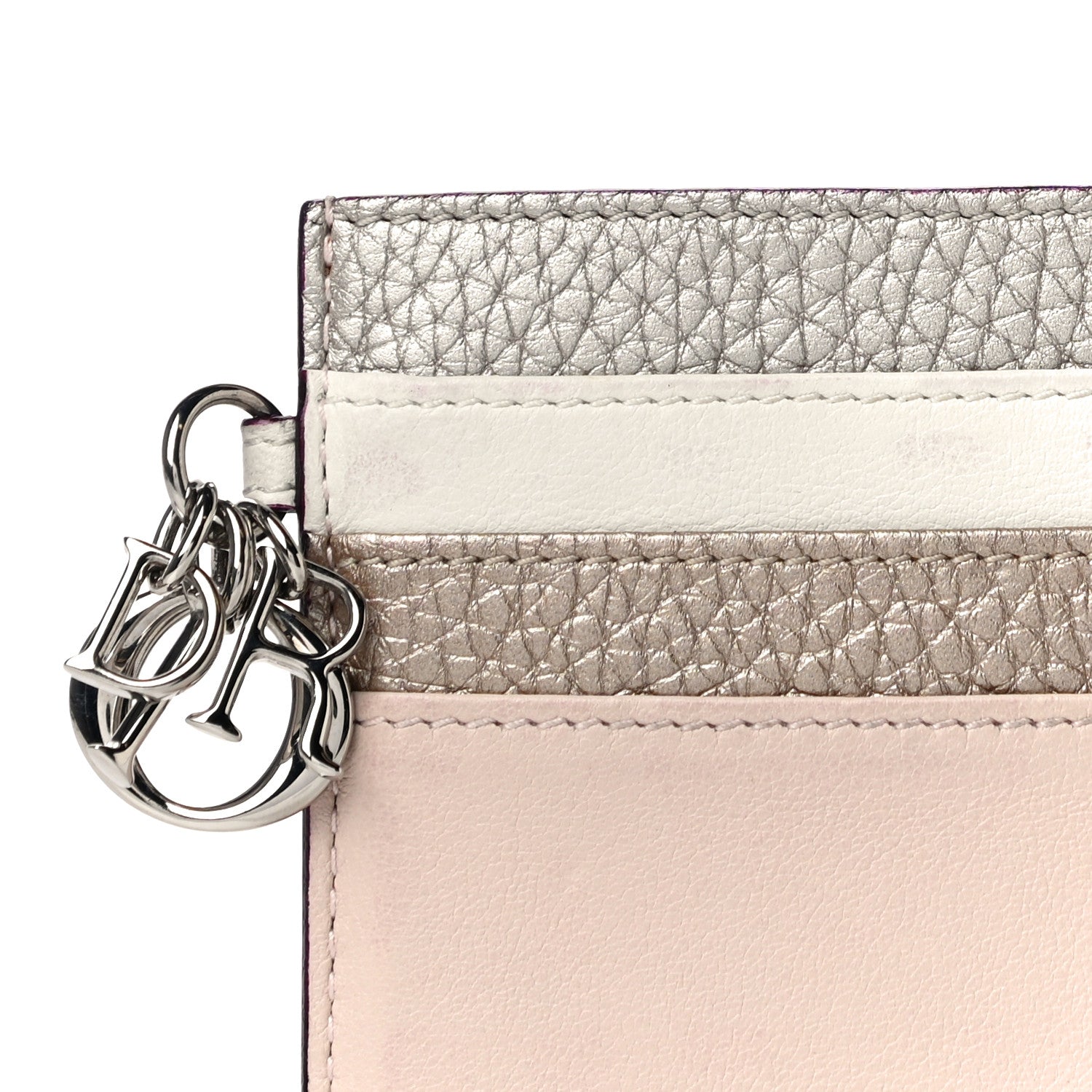 Christian Dior Grained Calfskin Card Holder Pink Multicolor 8 of 11