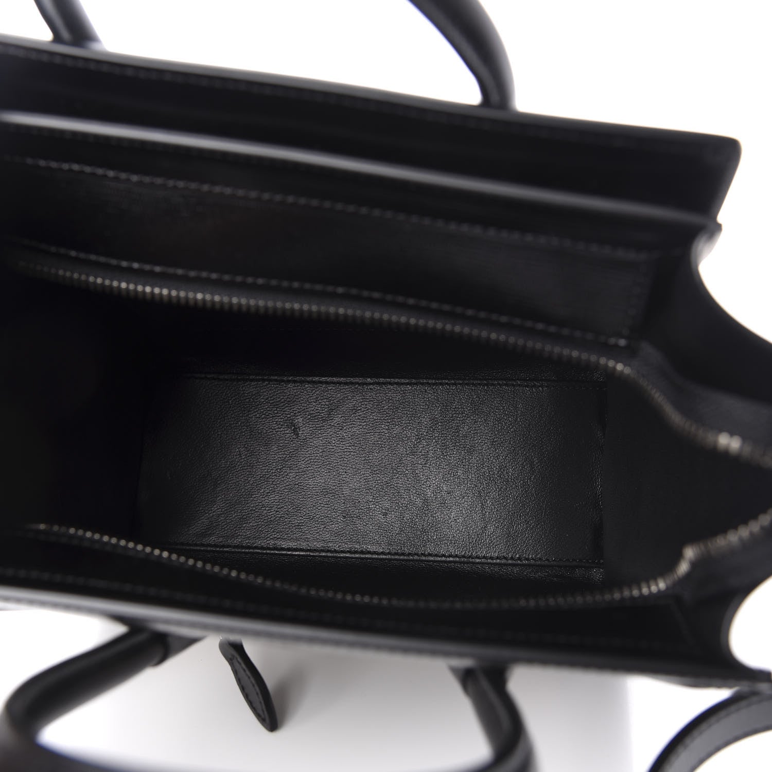 Celine Smooth Calfskin Lizard Embossed Nano Luggage White Black 5 of 9