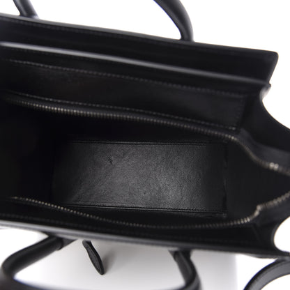 Celine Smooth Calfskin Lizard Embossed Nano Luggage White Black 5 of 9