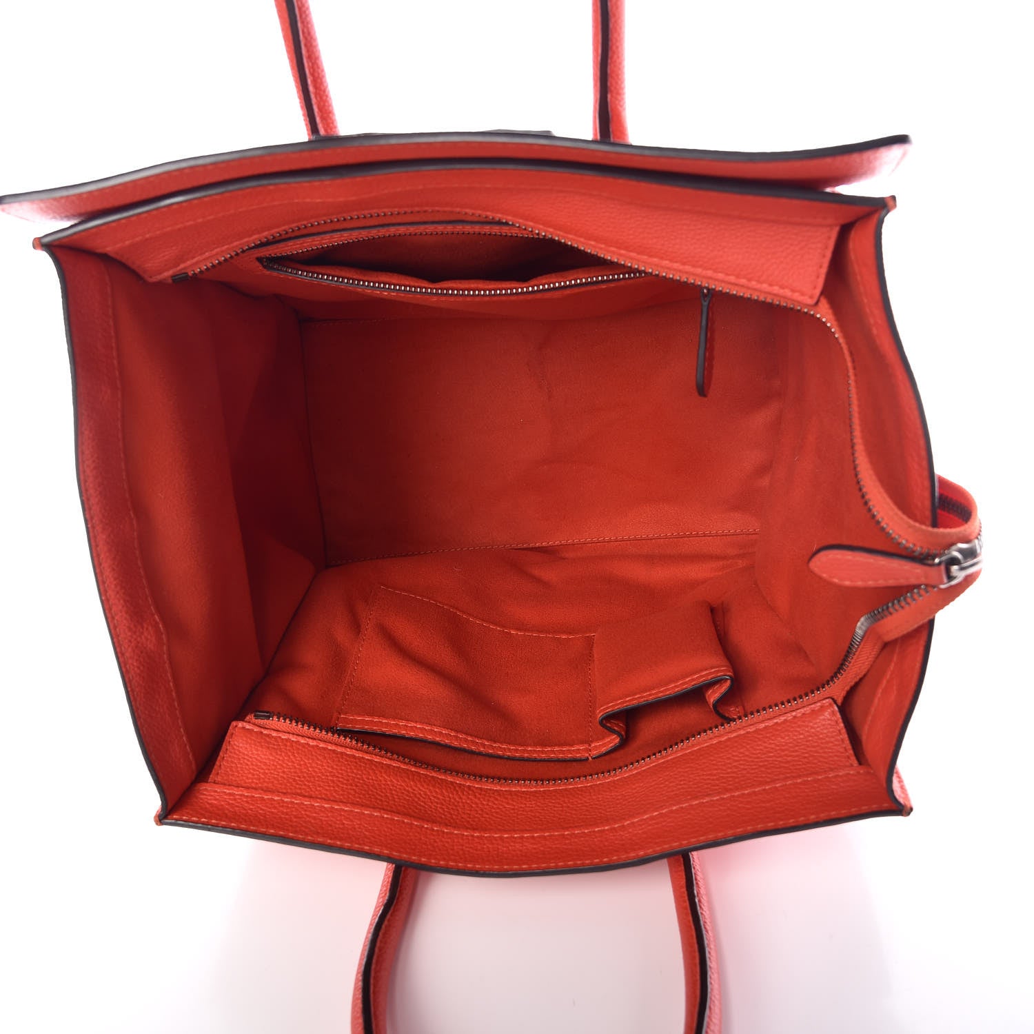 Celine Drummed Calfskin Mini Luggage Vermillion 5 of 10