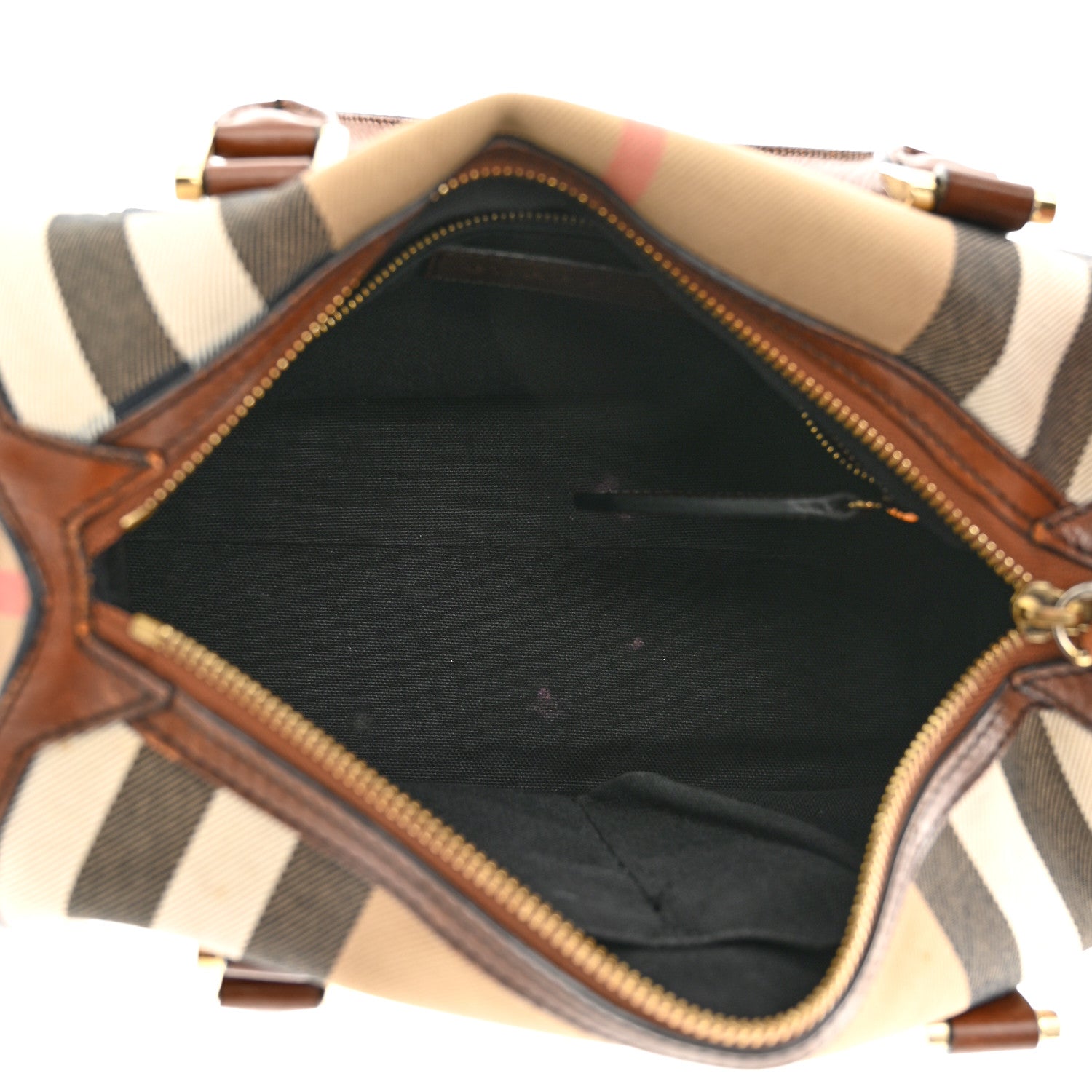 Burberry House Check Bridle Calfskin Small Bowling Bag Dark Tan 5 of 15